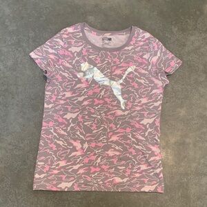 Puma Kids Pink and Gray Camo Tee